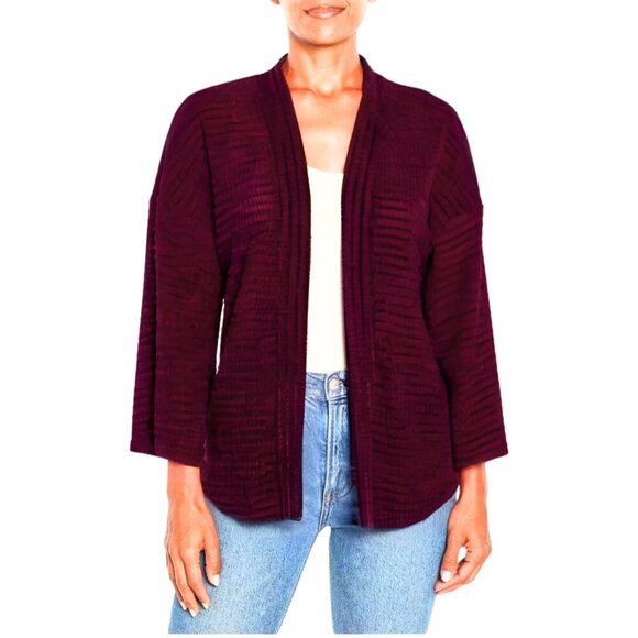 NWT Three Dots Sandra Wide Sleeve Open Front Cardigan in Raspberry Radiance - Picture 1 of 2